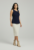 Dark blue slinky twist neck tank top