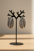 Antique silver leaf earrings close up