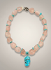 Arizona turquoise statement necklace with rose quartz