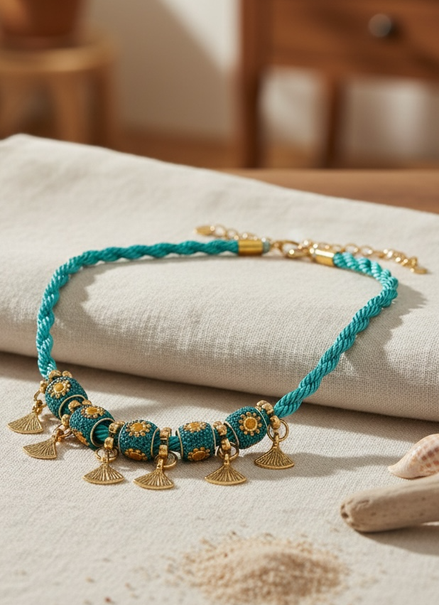 Handmade beads and charms necklace