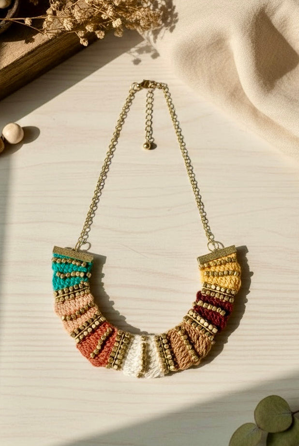 Handmade warp and weft necklace
