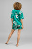 Button-down floral top and matching shorts