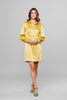 Gold button-up long sleeve shirt dress