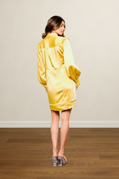 Golden Elegance Shirt Dress