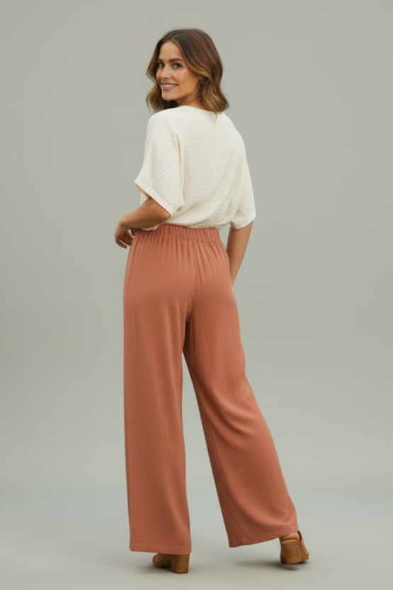Linen cotton wide leg pants