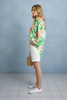 Dolman sleeves floral print button-down