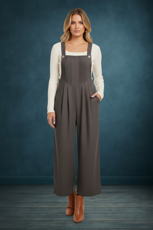 Pintuck Detail Overall with Side Pockets