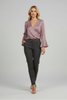 Mystic Mauve surplice twist long sleeve blouse