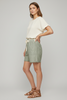 Light olive twill shorts with raw hem