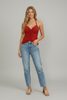 Twist-front knotted halter tank top