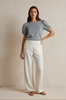 Gray short puff sleeve fashion top