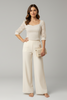 Natural lace 3/4 sleeve tweed top