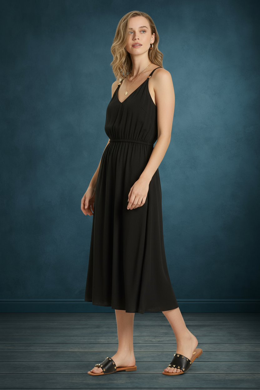 STELLA STUD BLACK & GOLD CROCODILE SOLE SLIPPERS