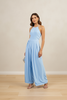Blue halter neck wide-leg jumpsuit