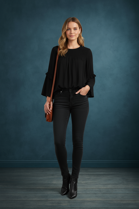 The Daydream Drop Smocked Yoke Ruffled Sleeve Blouse