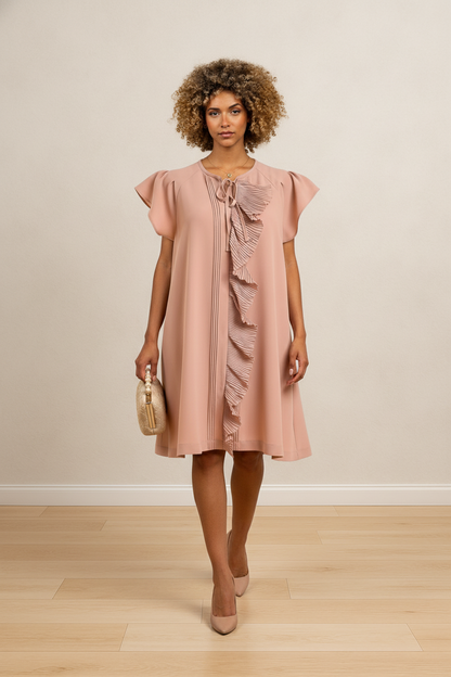 Dewdrop Ruffle Trim Bodice Mini Dress