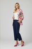 Pink floral print open-front 3/4 sleeve blazer