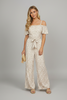 Floral jumpsuit with off-shoulder neckline