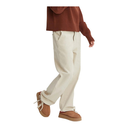 Cream Washed Twill Cinched Hem Pants