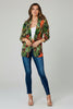 Tropical print 3/4 sleeve blazer