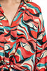 Abstract print blouse with dramatic sleeves