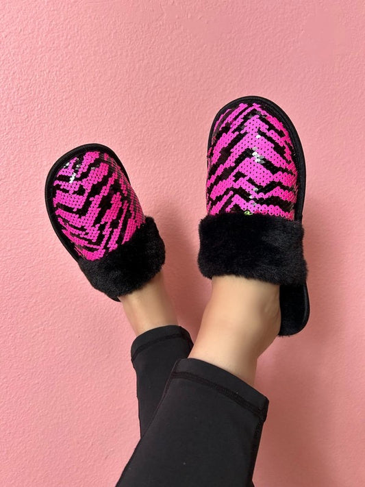 Zebra Sequence Slippers