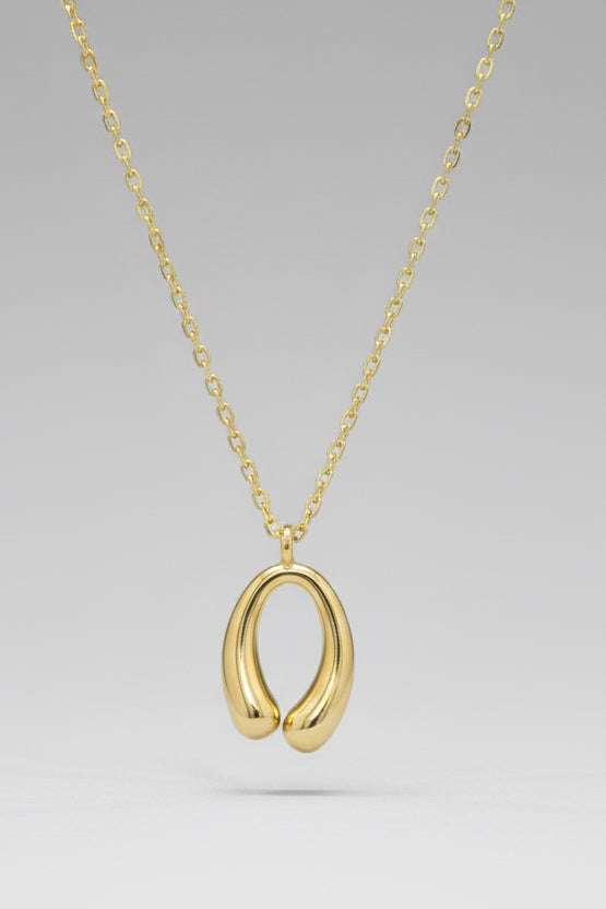 Gold Dipped Crescent Tear Pendant Necklace