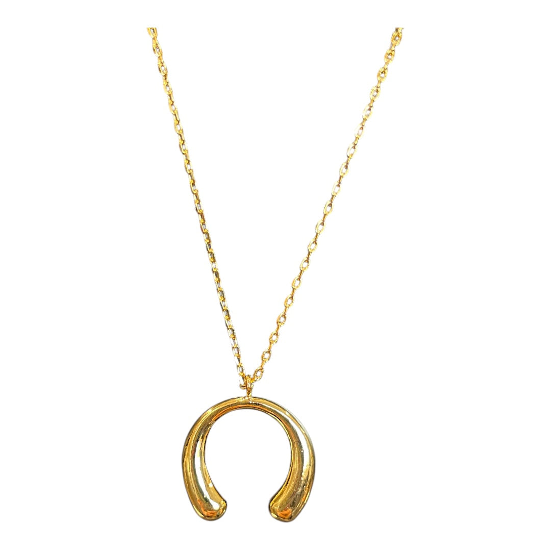 Gold Dipped Crescent Tear Pendant Necklace