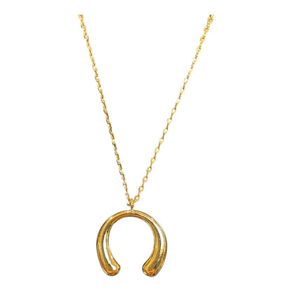 Gold Dipped Crescent Tear Pendant Necklace