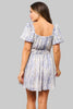 V-neck cutout mini dress in blue with elastic waist