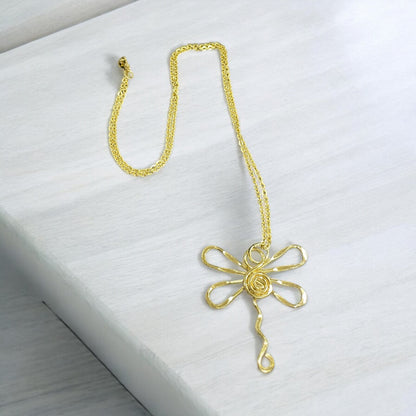 Brass Gold Dragonfly Necklace