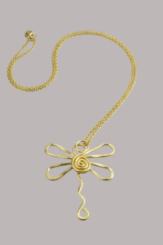 Brass Gold Dragonfly Necklace