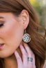 Daisy disc antique silver earrings