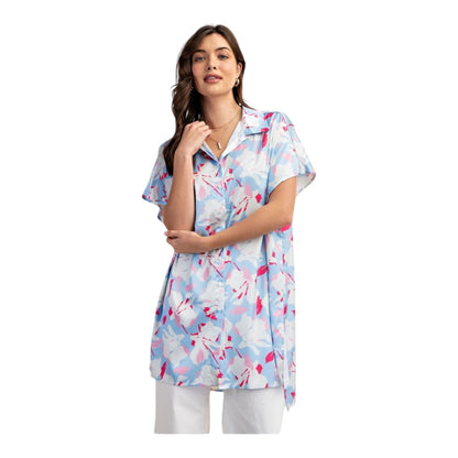 Floral Print Button Down Short Sleeve Shirt