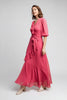 Elegant ruffle wrap maxi dress