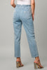 Light blue tapered cropped jeans