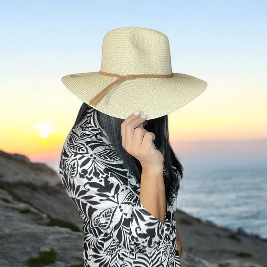 Braided Rope Strap Floppy Brim Sun Hat