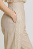 Lace tape detail linen pants