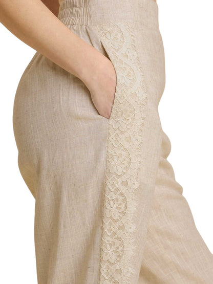 Loom & Lace Linen Elastic Waist Detail Pants