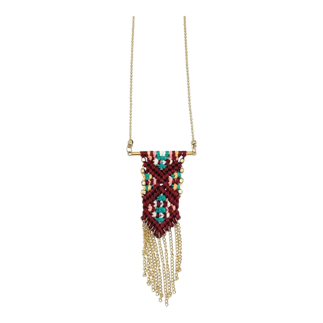 Handmade Woven Necklace with Chains