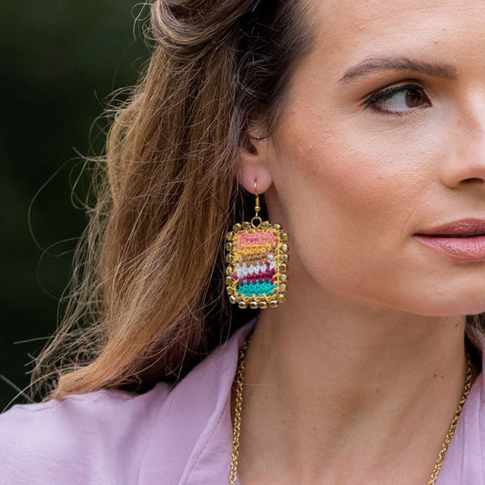 Sachi Woven Rectangle Warp & Weft Earrings