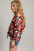 Abstract print tie-front blouse