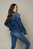 Dark wash distressed jean jacket
