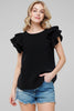 Revival Double Ruffle black tunic top