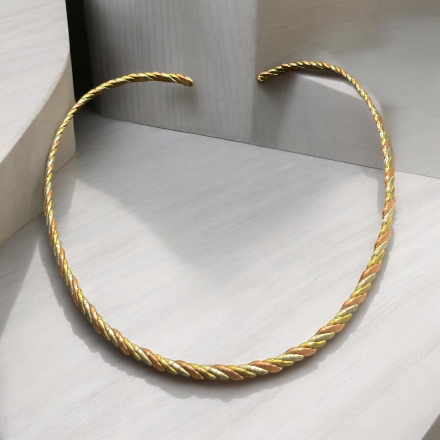 Braided mixed metal choker