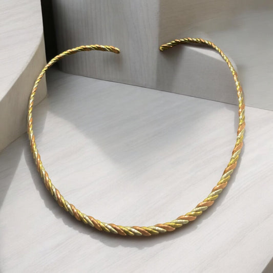 Braided mixed metal choker