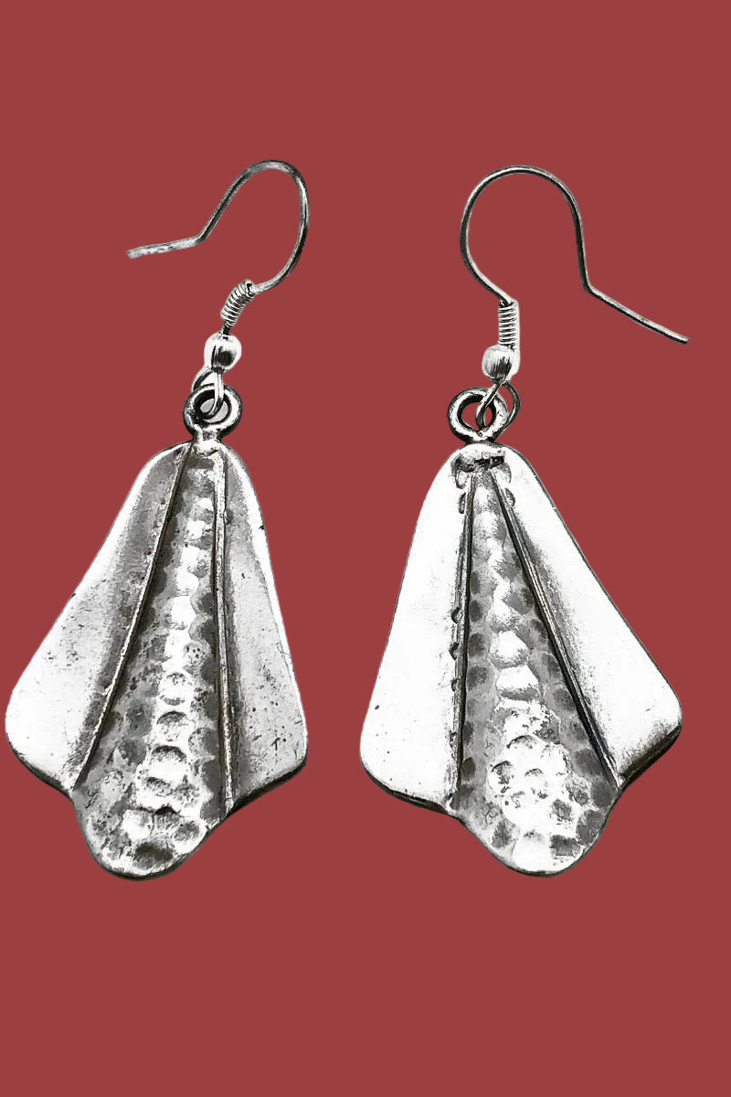 Handmade Fan Kashi -Antique silver earrings
