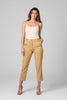 High-rise crop pants with button closure and pockets