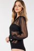 Sheer sultry V-neck bodysuit, editorial view