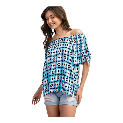 Geometric Print Off The Shoulder Top